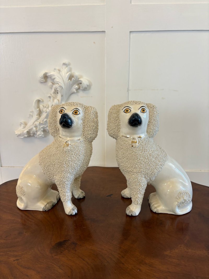 Pair of Antique Victorian Quality Staffordshire Poodles